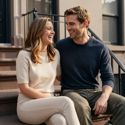Hannah and Marcus, couple who met on the orthopedic surgeon dating site, on a Colorado trail