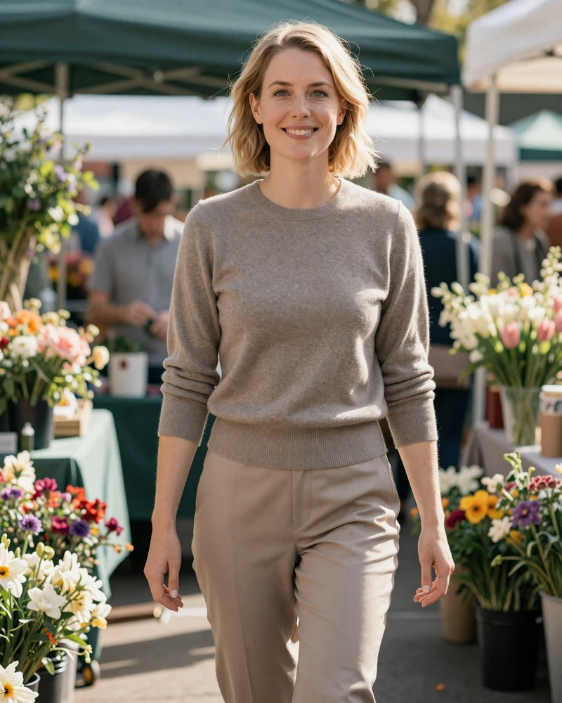Warm dermatologist in a weekend market scene for dating doctors content