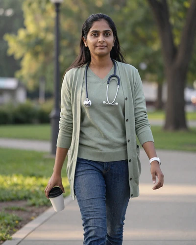 Priya, 30, night shift ER nurse in Seattle on Doctor Dating Connection