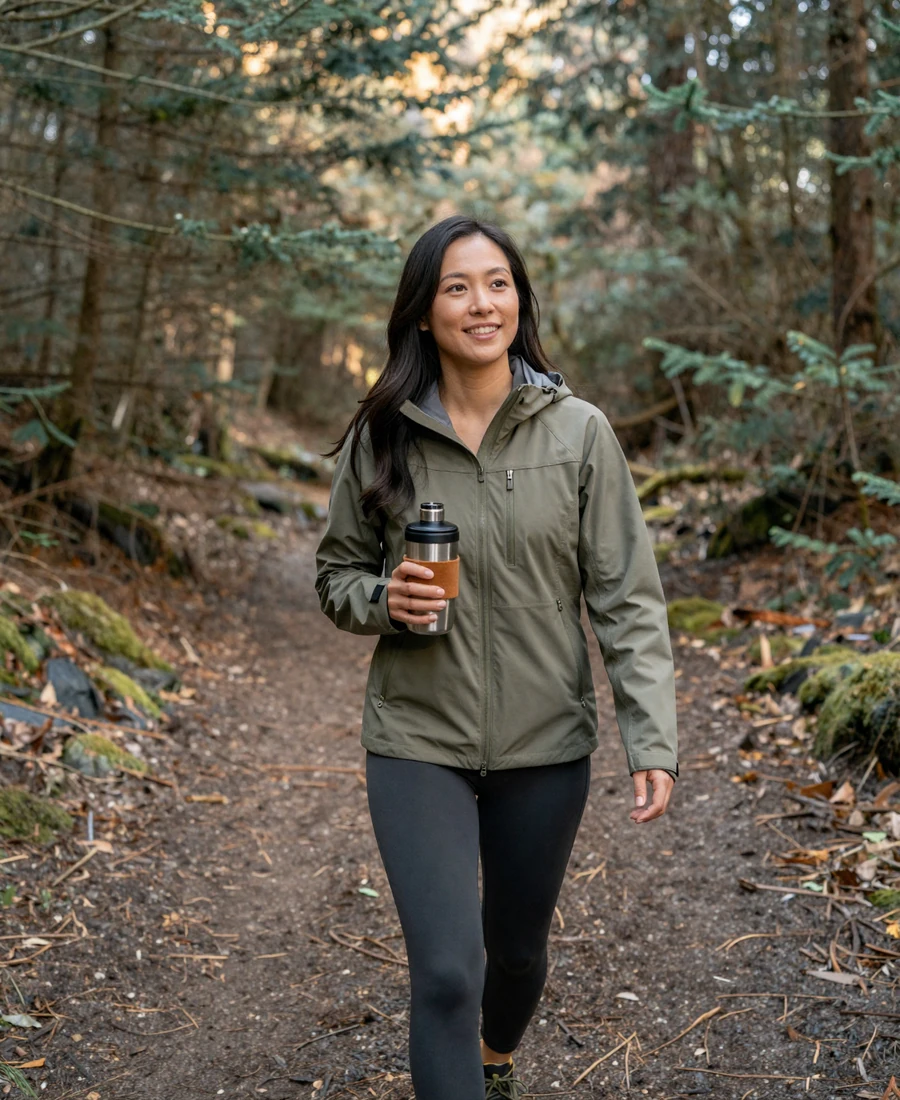 Single surgeon hiking on a weekend morning, doctor singles lifestyle imagery