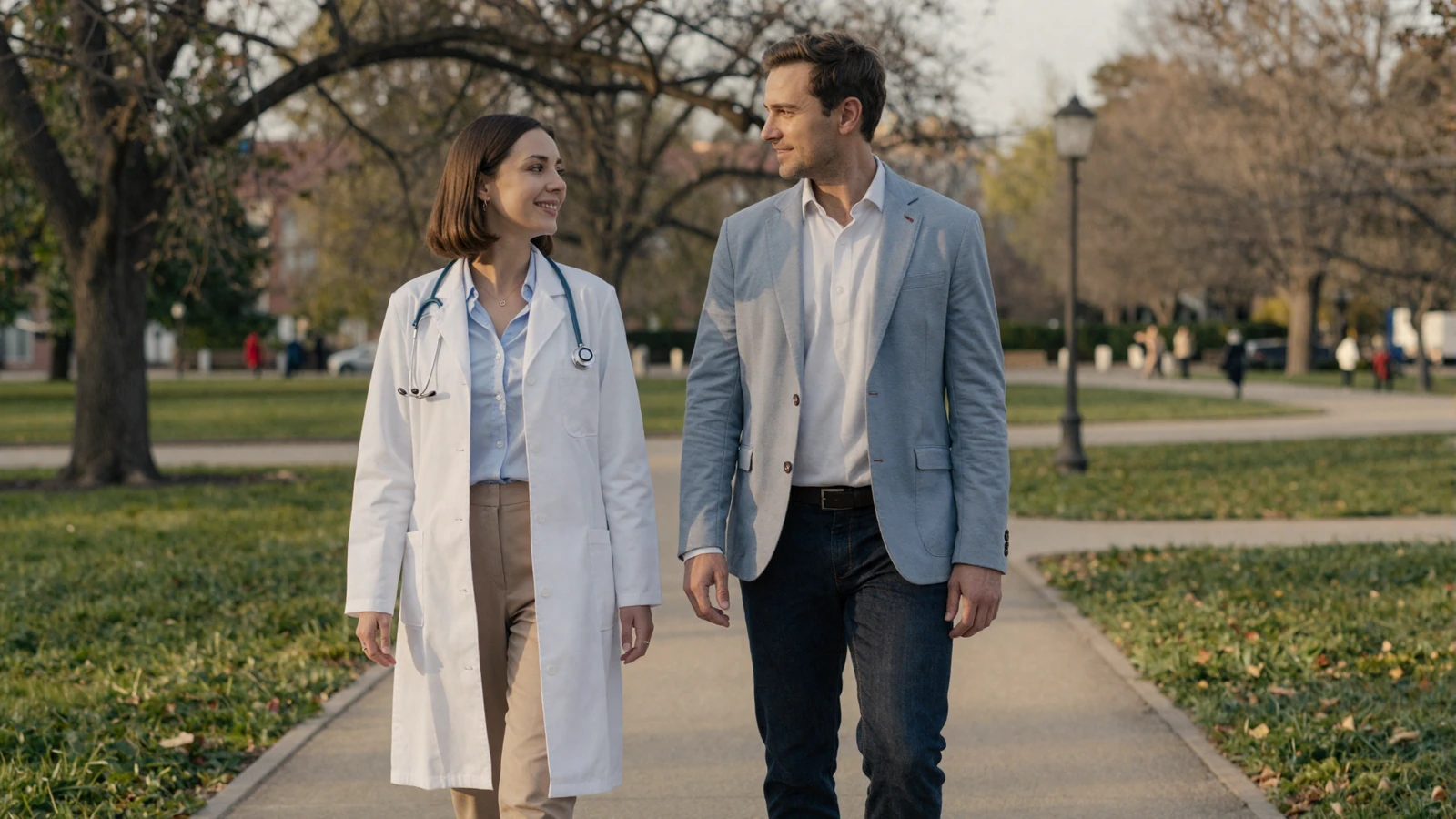 Doctor and her partner on a weekend hike, illustrating travel and shared time in medical couples