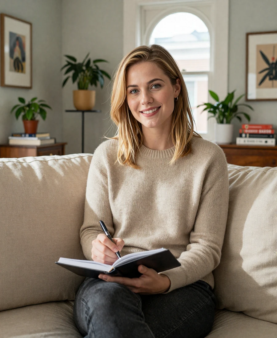 Occupational therapist Sloane at home in Brooklyn - Doctor Dating Connection lifestyle photography