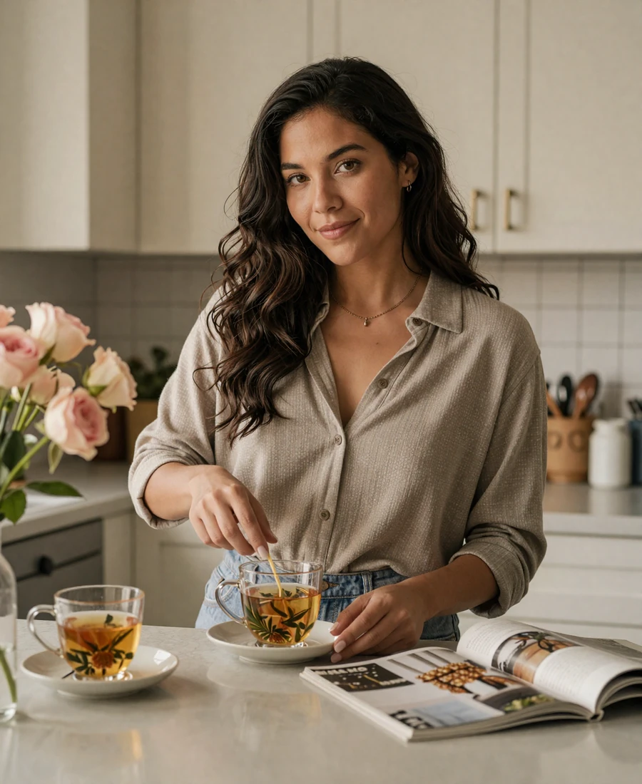 Licensed practical nurse relaxing at home after work, lifestyle image for licensed practical nurse dating site