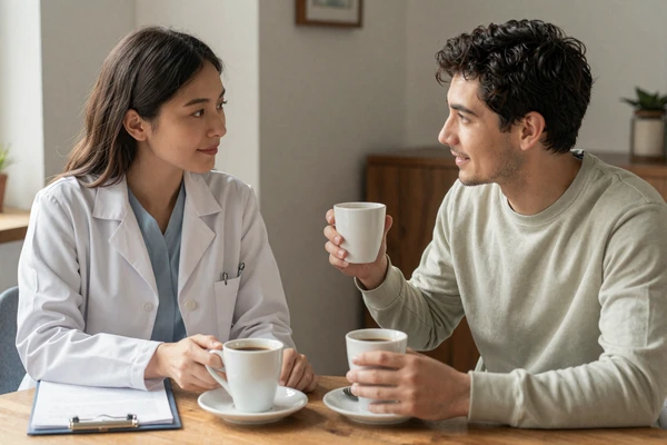 Medical couple sharing a calm weekend moment together