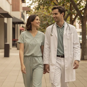 Happy couple whose relationship reflects successful doctor dating
