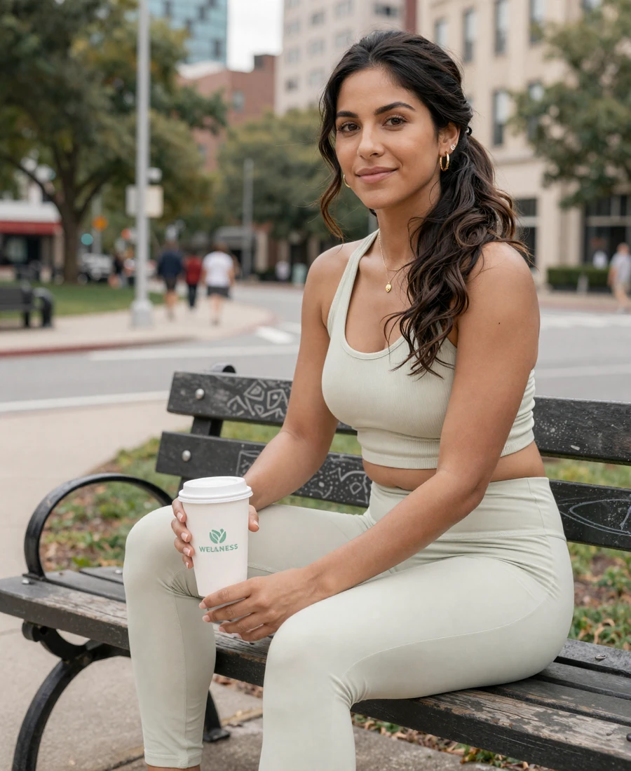 Physical therapist enjoying a morning coffee after a walk, representing dating a physical therapist lifestyle